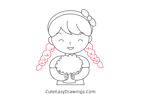 how to draw a girl with flowers - www.cuteeasydrawings.com