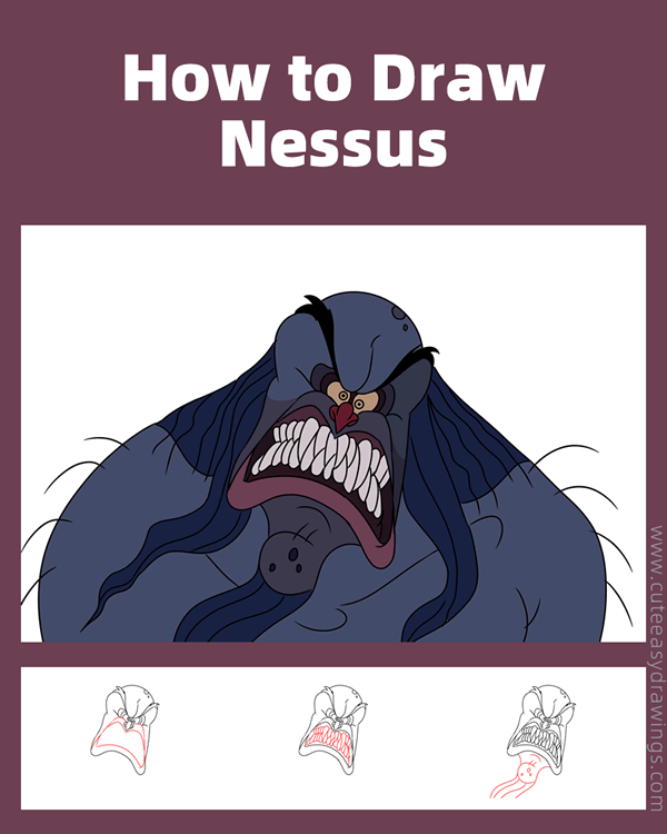 how to draw nessus from hercules - www.cuteeasydrawings.com