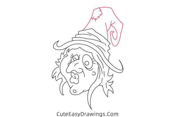 how to draw a witch face - www.cuteeasydrawings.com
