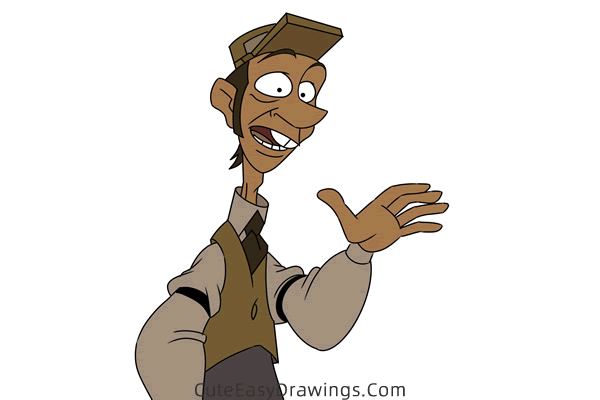 how to draw the dogcatcher from lady and the tramp - www.cuteeasydrawings.com