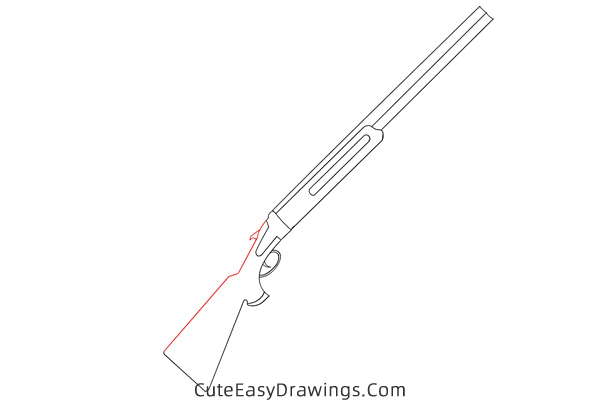 how to draw a shotgun - www.cuteeasydrawings.com