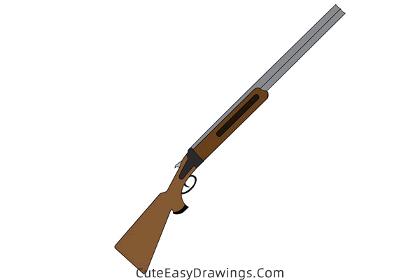 how to draw a shotgun - www.cuteeasydrawings.com