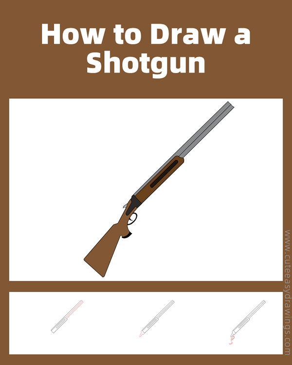 how to draw a shotgun - www.cuteeasydrawings.com