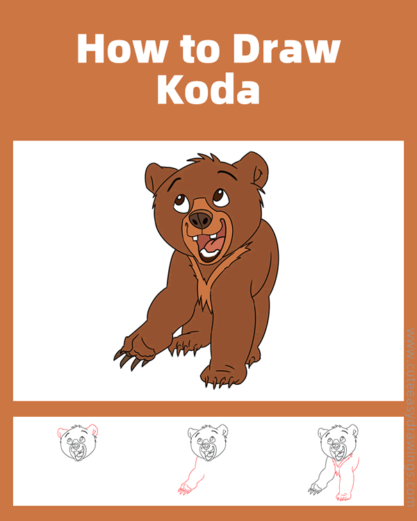 how to draw koda from brother bear - www.cuteeasydrawings.com