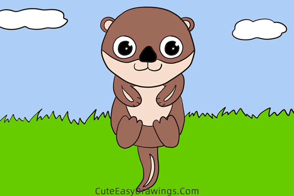 how to draw an otter - www.cuteeasydrawings.com
