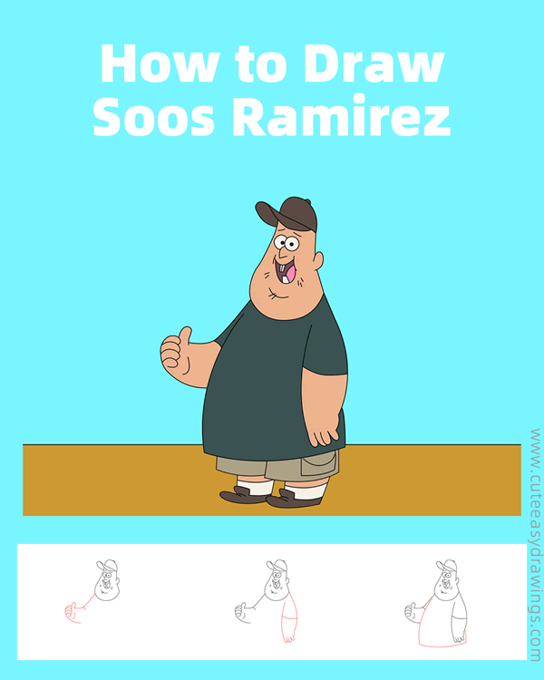 how to draw soos ramirez from gravity falls - www.cuteeasydrawings.com