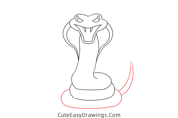 how to draw a cobra - www.cuteeasydrawings.com