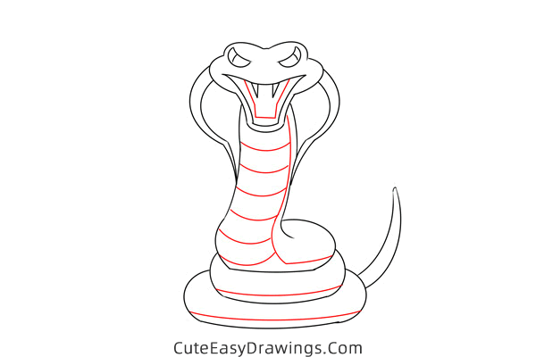 how to draw a cobra - www.cuteeasydrawings.com