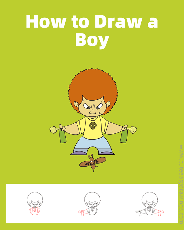 how to draw a boy killing a mosquito - www.cuteeasydrawings.com
