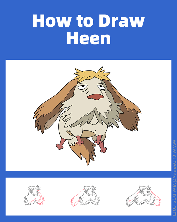 how to draw heen from howls moving castle - www.cuteeasydrawings.com