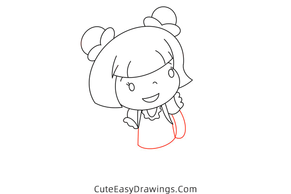 how to draw a girl waving goodbye - www.cuteeasydrawings.com