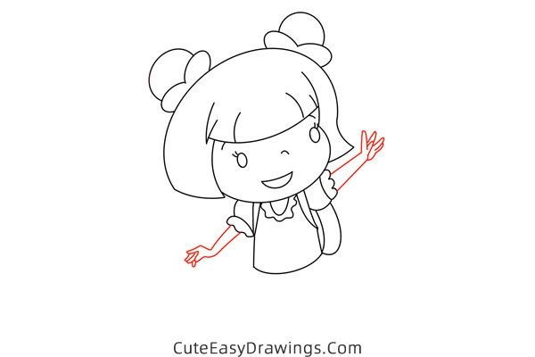 how to draw a girl waving goodbye - www.cuteeasydrawings.com