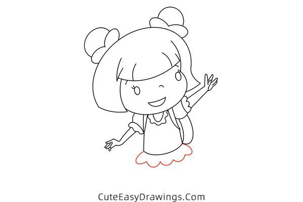 how to draw a girl waving goodbye - www.cuteeasydrawings.com