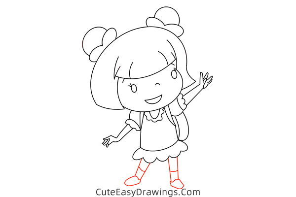 how to draw a girl waving goodbye - www.cuteeasydrawings.com