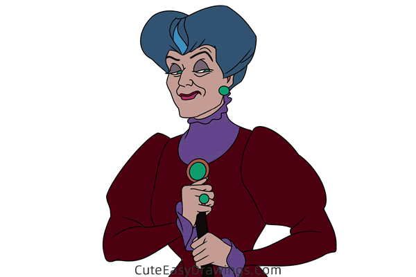 how to draw lady tremaine from cinderella - www.cuteeasydrawings.com
