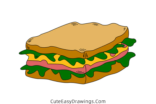 how to draw a sandwich - www.cuteeasydrawings.com