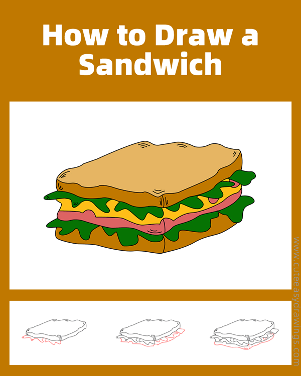 how to draw a sandwich - www.cuteeasydrawings.com