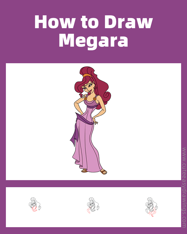how to draw megara from hercules - www.cuteeasydrawings.com