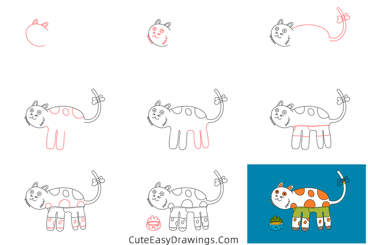 how to draw a cat eating - www.cuteeasydrawings.com