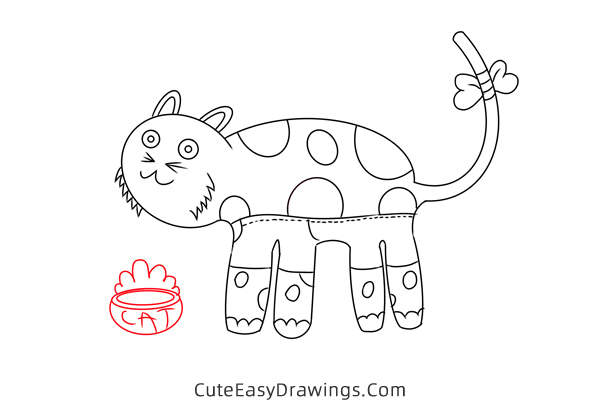 how to draw a cat eating - www.cuteeasydrawings.com