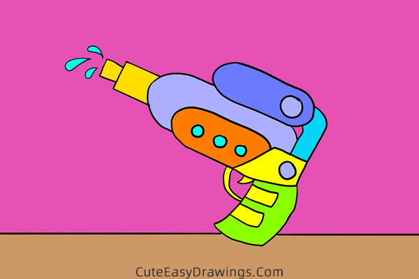 how to draw a water gun - www.cuteeasydrawings.com
