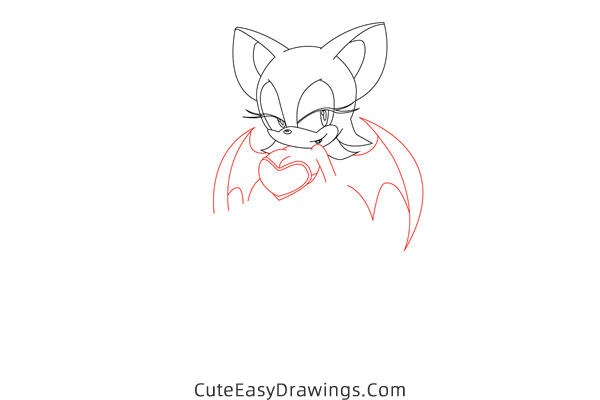 how to draw rouge the bat - www.cuteeasydrawings.com