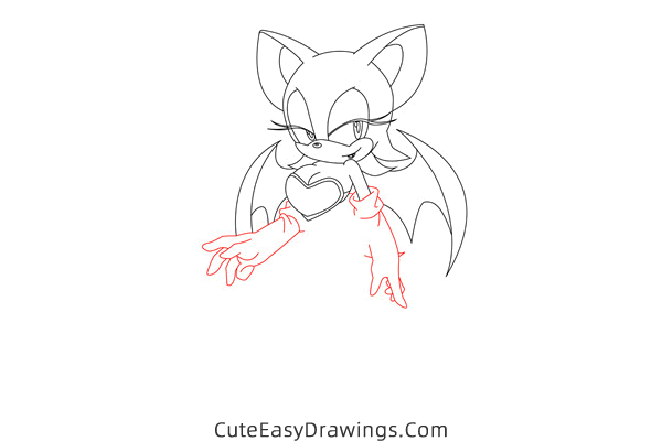 how to draw rouge the bat - www.cuteeasydrawings.com