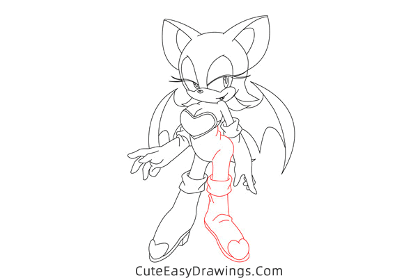 how to draw rouge the bat - www.cuteeasydrawings.com