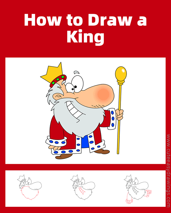 how to draw a king with a big nose - www.cuteeasydrawings.com