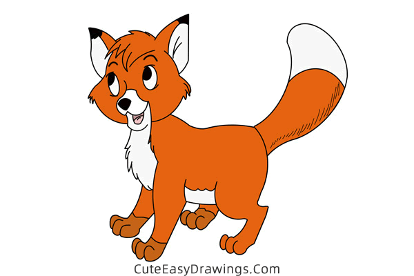 how to draw tod from the fox and the hound - www.cuteeasydrawings.com