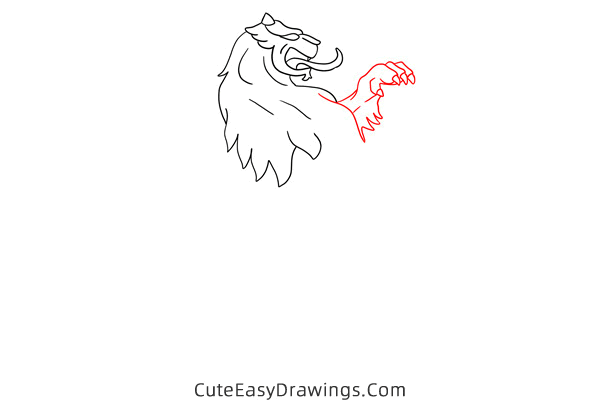 how to draw a lion totem - www.cuteeasydrawings.com