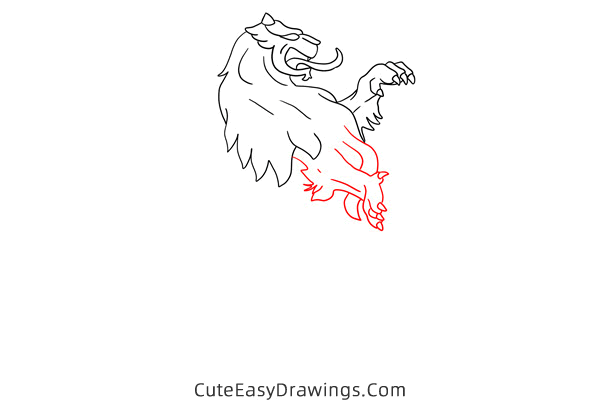 how to draw a lion totem - www.cuteeasydrawings.com