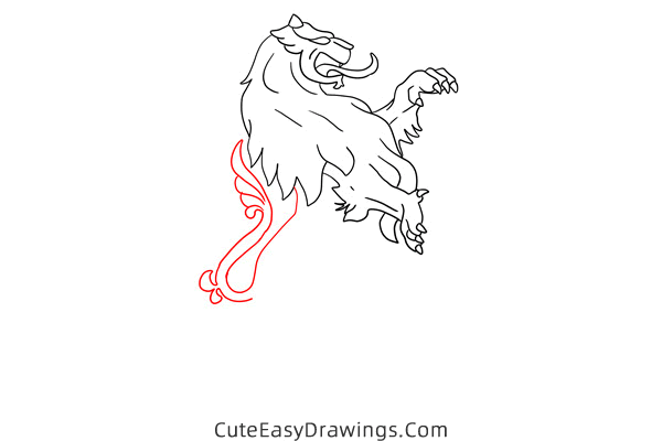 how to draw a lion totem - www.cuteeasydrawings.com