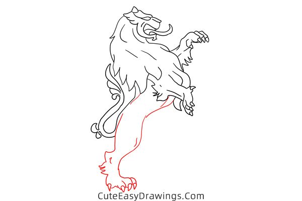 how to draw a lion totem - www.cuteeasydrawings.com