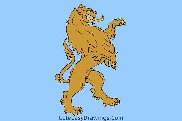 how to draw a lion totem - www.cuteeasydrawings.com