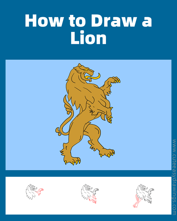 how to draw a lion totem - www.cuteeasydrawings.com