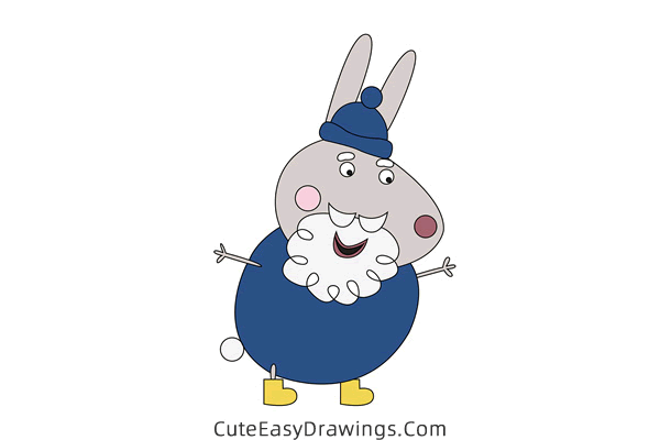 how to draw grampy rabbit from peppa pig - www.cuteeasydrawings.com