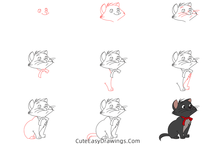 how to draw berlioz from the aristocats - www.cuteeasydrawings.com