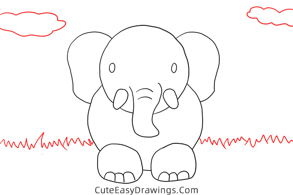 how to draw an elephant easy - www.cuteeasydrawings.com