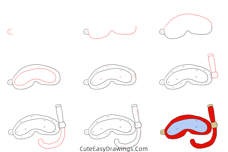 how to draw a diving mask - www.cuteeasydrawings.com