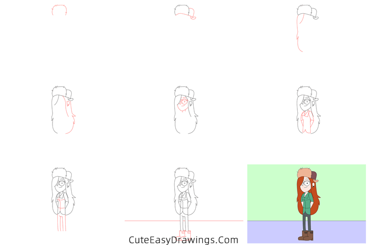 how to draw wendy corduroy from gravity falls - www.cuteeasydrawings.com
