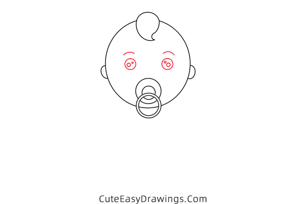 how to draw a baby with a pacifier - www.cuteeasydrawings.com