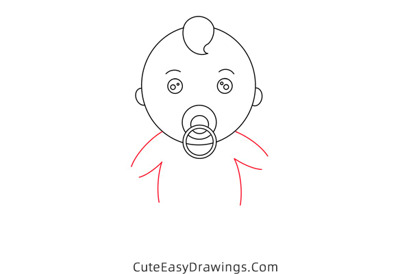 how to draw a baby with a pacifier - www.cuteeasydrawings.com