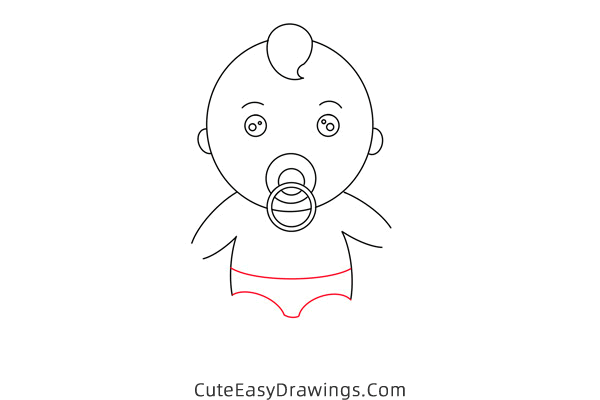 how to draw a baby with a pacifier - www.cuteeasydrawings.com
