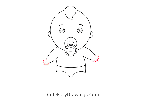 how to draw a baby with a pacifier - www.cuteeasydrawings.com
