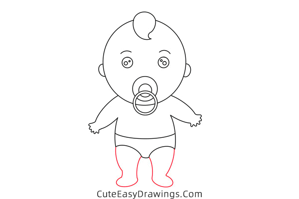 how to draw a baby with a pacifier - www.cuteeasydrawings.com