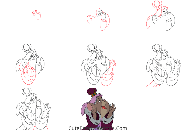how to draw the mouse queen from the great mouse detective - www.cuteeasydrawings.com