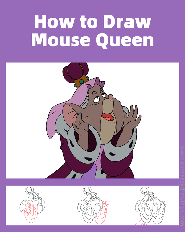 how to draw the mouse queen from the great mouse detective - www.cuteeasydrawings.com