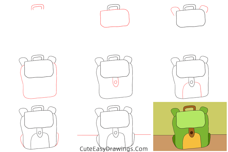 how to draw a backpack - www.cuteeasydrawings.com