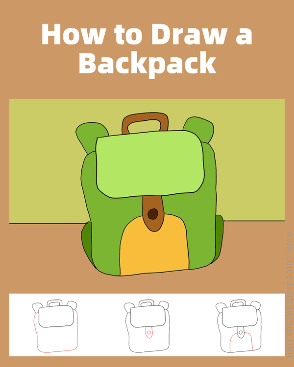 how to draw a backpack - www.cuteeasydrawings.com